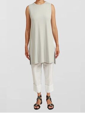 Ayrtight Sleeveless White fine jersey crew neck Tunic - Simple Classic